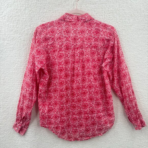 Velvet By Graham & spence red floral Button down shirt Blouse collared - Picture 2 of 9